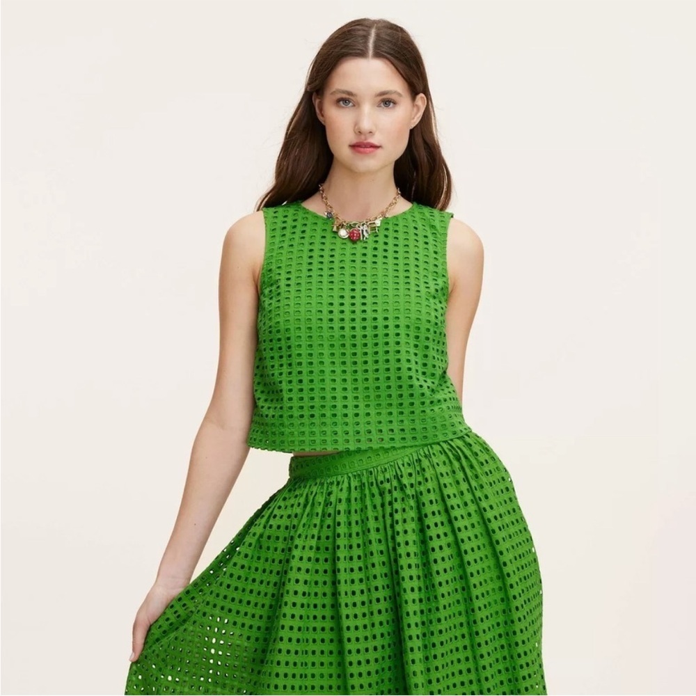 Kate Spade x Target Eyelet Shell Tank Top Green Size XS NWOT